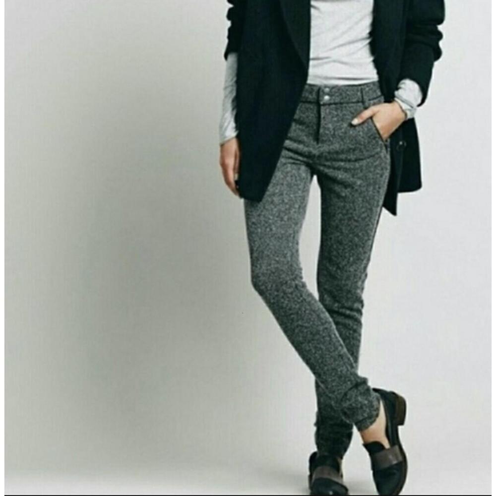 FP Tweed Slacks pants black gray with pockets size small Tall